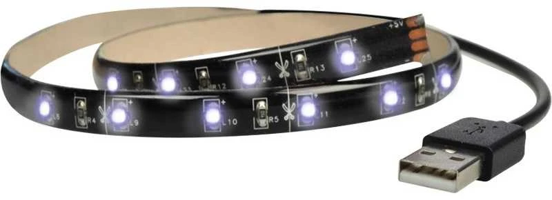 Solight Šviesos LED juostelė televizoriui, 100cm, USB, jungiklis, šaltas baltas