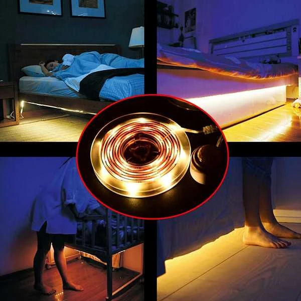 Solight LED šviesos juosta su judesio jutikliu, 1m, 4x AAA