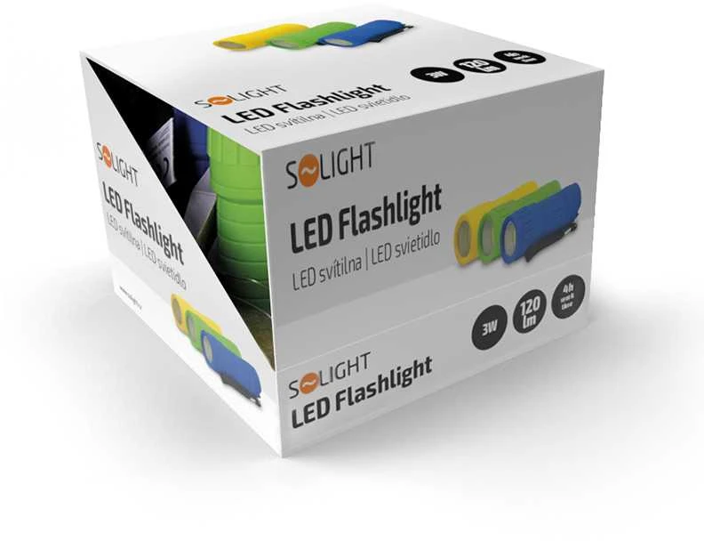 Solight LED žibintuvėlis, 120lm, 3W LED COB, 3 x AAA