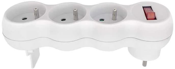 Solight lizdas su atrama, 3 x 10A, baltas, jungiklis