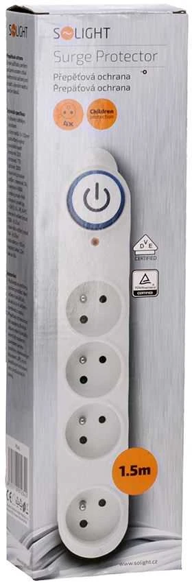 Solight Apsauga nuo viršįtampių, 150J, 4 lizdai, 1,5m, baltas