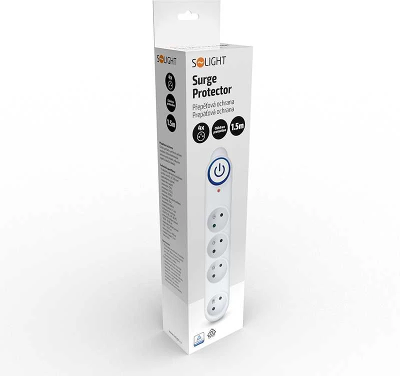 Solight Apsauga nuo viršįtampių, 150J, 4 lizdai, 1,5m, baltas
