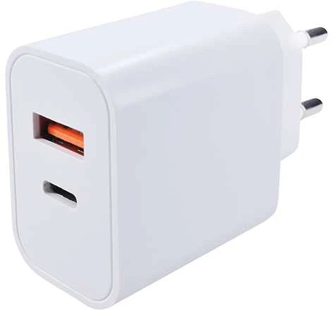 Solight baltas USB-A ir USB-C sieninis įkroviklis