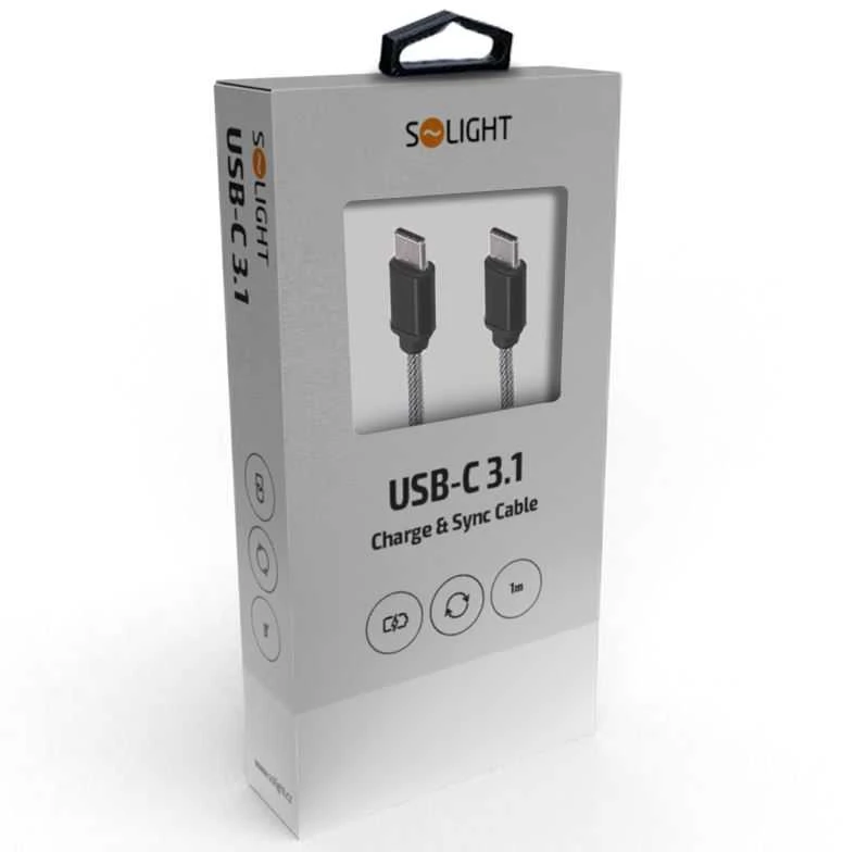 „Solight“ USB-C 3.1 laidas, USB-C jungtis - USB-C jungtis, silikoninis, 1 m