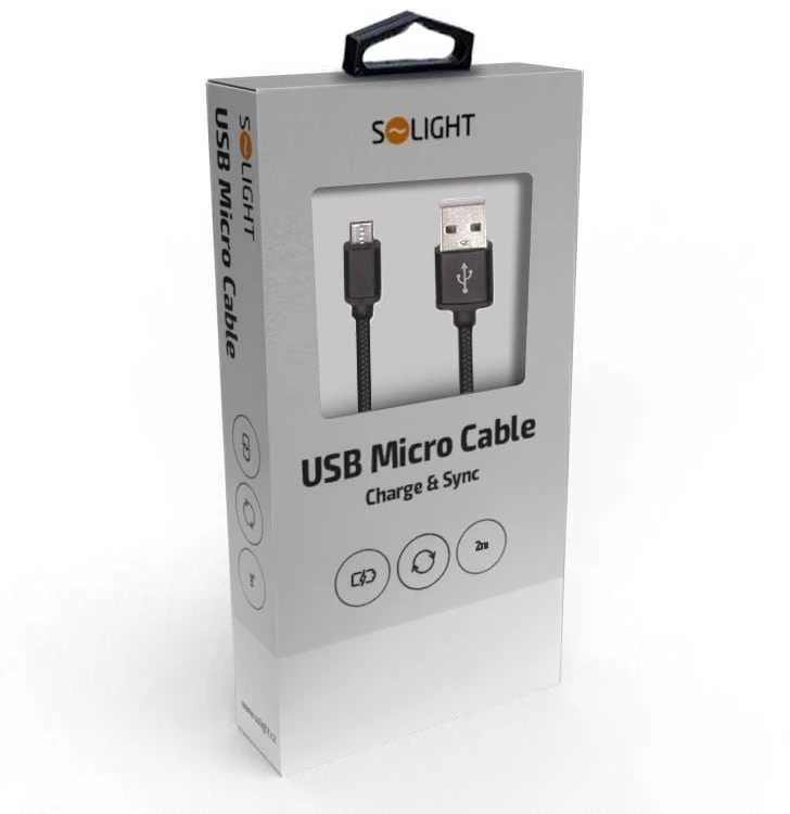 „Solight“ USB-C laidas, USB 2.0 A jungtis - USB-C 3.1 jungtis, silikoninis, 2 m