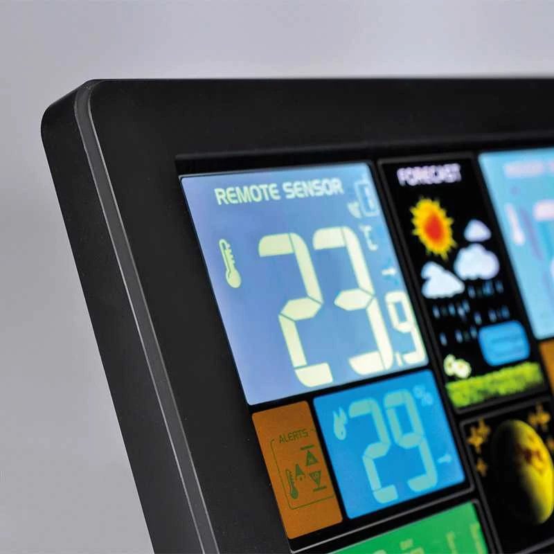 Orų stotelė Solight Solight TE81 orų stotis, ypač didelis spalvotas LCD, temperatūra, drėgmė, slėgis, RCC, USB įkrovimas, juodas