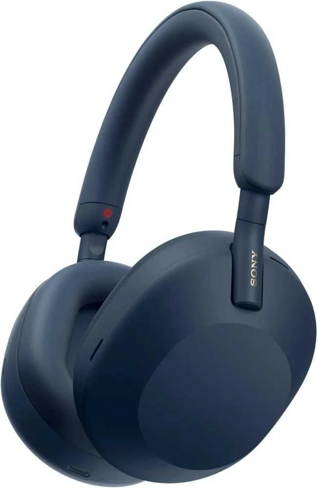 Mėlynos Sony WH-1000XM5 ausinės su lankeliu