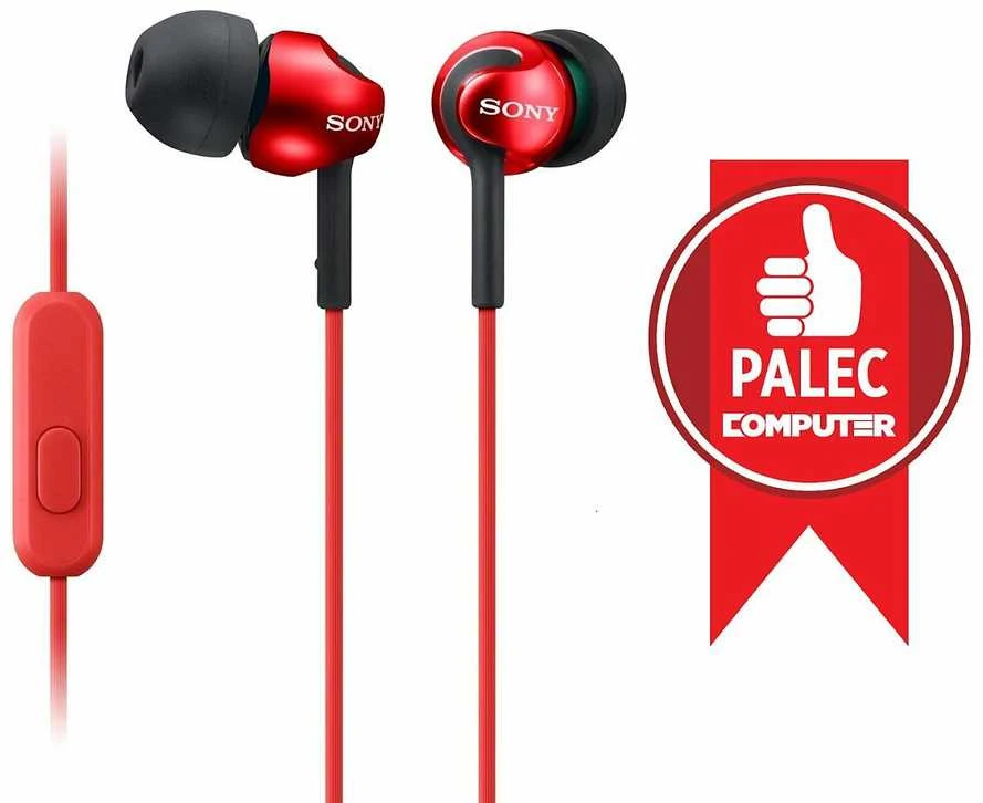 Į ausis įdedamos ausinės Sony MDR-EX110AP su mikrofonu, Raudonos