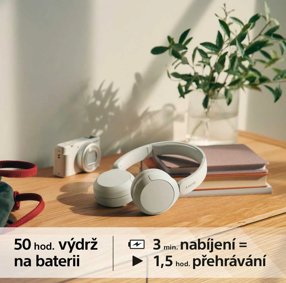 Belaidės Ausinės Sony WH-CH520W, Baltos spalvos