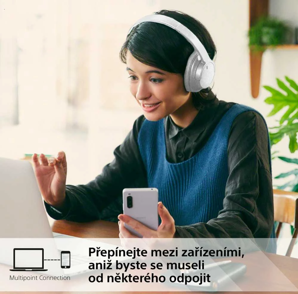 Sony WH-CH720NW belaidės ausinės, Baltos spalvos