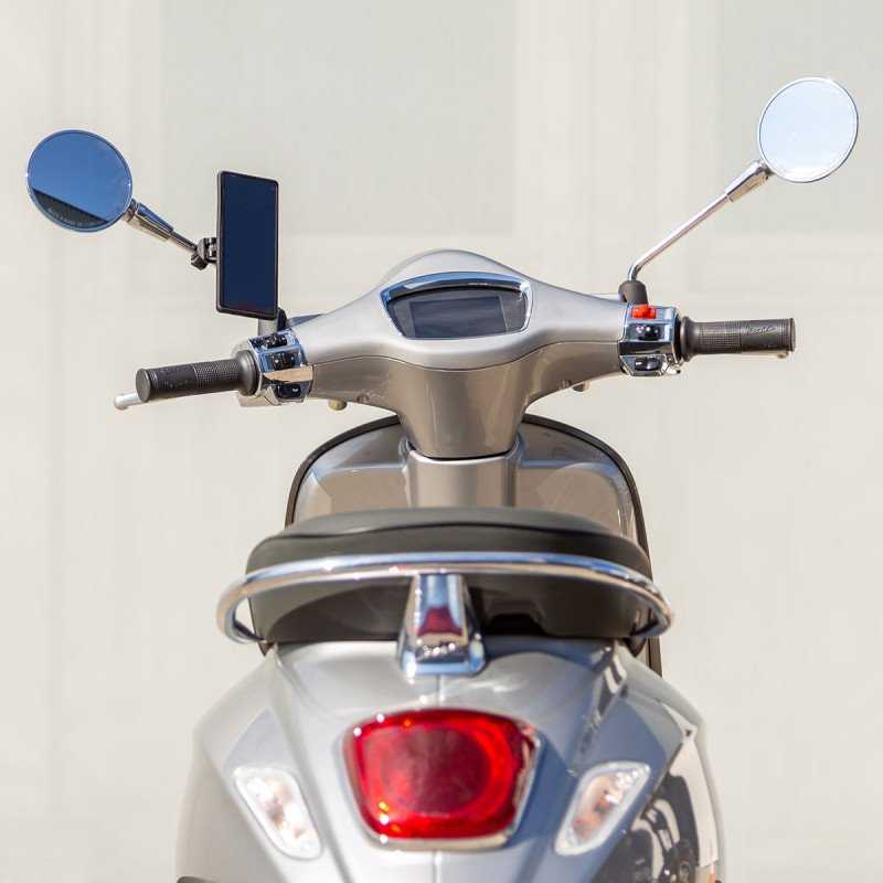 SP Connect Mirror Mount Pro SPC+ telefono laikiklis paspirtukui / motociklui – tvirtinimas prie veidrodėlio – juodas
