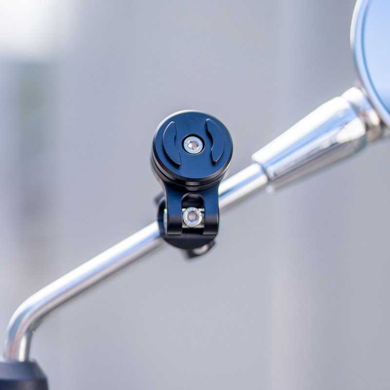 SP Connect Mirror Mount Pro SPC+ telefono laikiklis paspirtukui / motociklui – tvirtinimas prie veidrodėlio – juodas