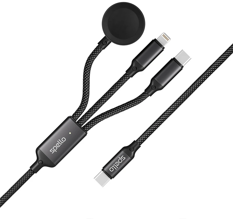 Epico Spello Datový USB-C kabelis 3v1 juoda