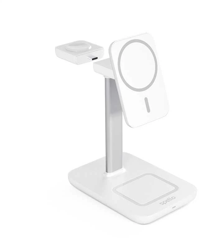 „Epico Spello“ belaidė įkrovimo stotelė su „MagSafe“ palaikymu, 3in1, balta