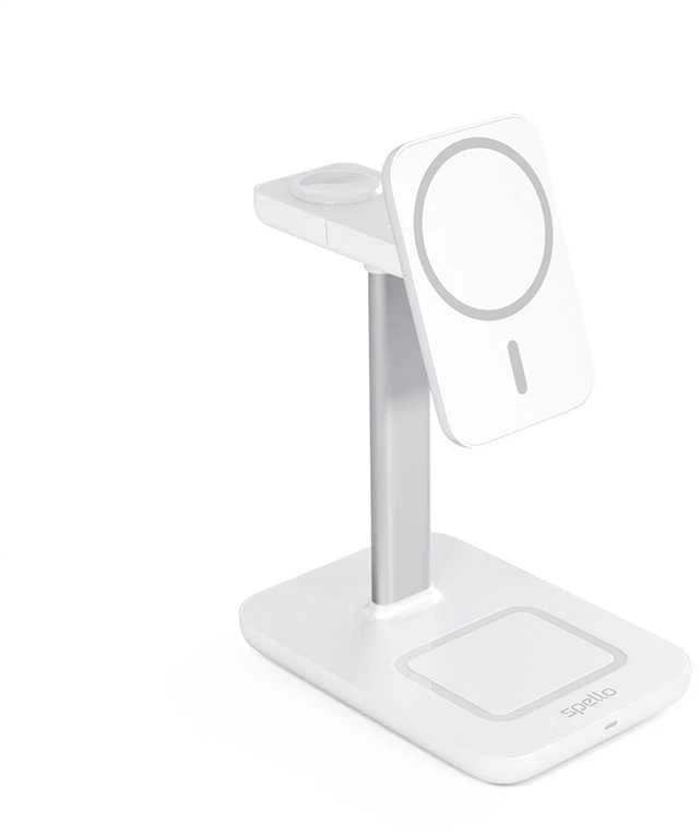 „Epico Spello“ belaidė įkrovimo stotelė su „MagSafe“ palaikymu, 3in1, balta