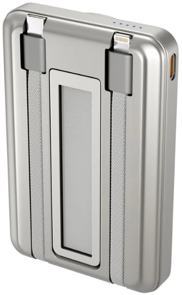 „Spello ForcePack 4in1“ 10000mAh magnetinė belaidė išorinė baterija SM75 | titano spalvos