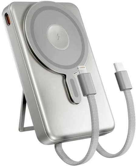 „Spello ForcePack 4in1“ 10000mAh magnetinė belaidė išorinė baterija SM75 | titano spalvos