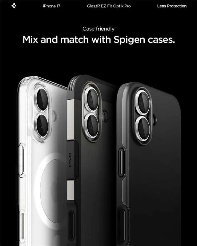 Spigen Optik Pro GLAS.TR ”EZ FIT” Camera Cover 2-pack for iPhone 16 / 16 Plus / 17 - Sidabrinis