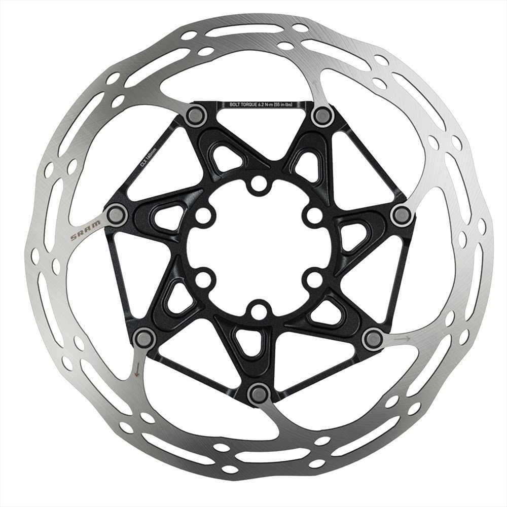 SRAM Centerline 2 dalių stabdžių diskas - 140 mm Juodas (pridedami titano varžtai), apvalus - 6 skylės