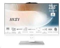 Stacionarus kompiuteris MSI AiO Modern AM242P 1M-2089XEU asmeninis kompiuteris, Core 5 120U, 23.8 FHD, apsauga nuo akinimo, neliečiamas ekranas, 16 GB, 512 GB SSD, nėra duomenų, be OS, baltas