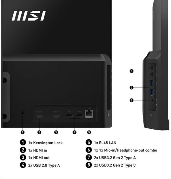 MSI Modern AM242P 1M-2088XEU Intel Core 5 120U 60,5 cm (23,8 colio) 1920 x 1080 pikselių „viskas viename“ kompiuteris 16 GB DDR5-SDRAM 512 GB SSD Wi-Fi 6E (802.11ax) Judas