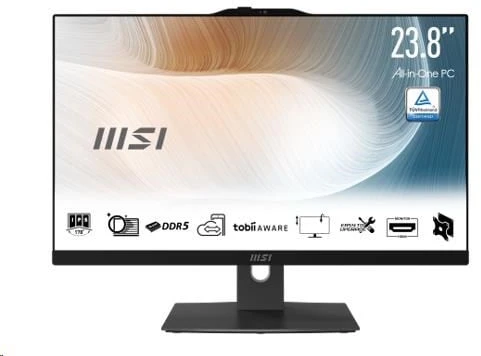 MSI Modern AM242P 1M-2088XEU Intel Core 5 120U 60,5 cm (23,8 colio) 1920 x 1080 pikselių „viskas viename“ kompiuteris 16 GB DDR5-SDRAM 512 GB SSD Wi-Fi 6E (802.11ax) Judas