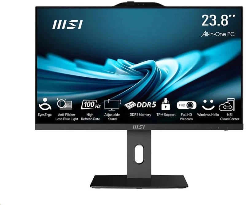 Stacionarus kompiuteris Komputer MSI AIO PRO AP242P (PRO AP242P 14M-1090XEU), i3-14100, 23.8" FHD, Anti-Glare, 16GB, 512GB SSD, No OS, Juodas