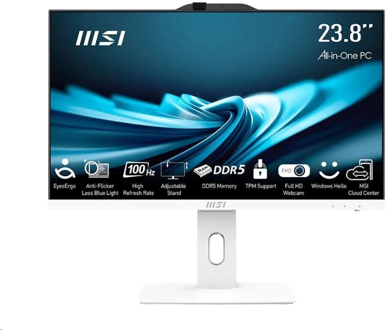 Stacionarus kompiuteris Komputer MSI MSI AIO PRO AP242P (PRO AP242P 14M-1091XEU), i3-14100, 23.8" FHD, Anti-Glare, 16GB, 512GB SSD, No OS, Baltas