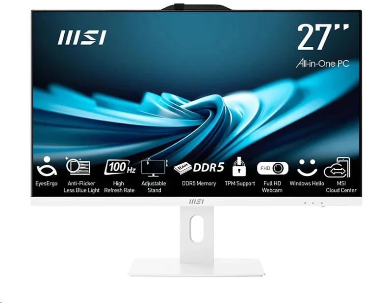 Stacionarus kompiuteris Nešiojamas kompiuteris MSI AiO PRO AP272P 14M-1086XEU, Core i3 14100, 27" FHD, apsauga nuo akinimo, neliečiamas, 16 GB, 512 GB SSD, N/A, be OS, dėklai