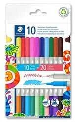 Flomasteriai STAEDTLER, dvipusiai, dvispalviai, 10 vnt.