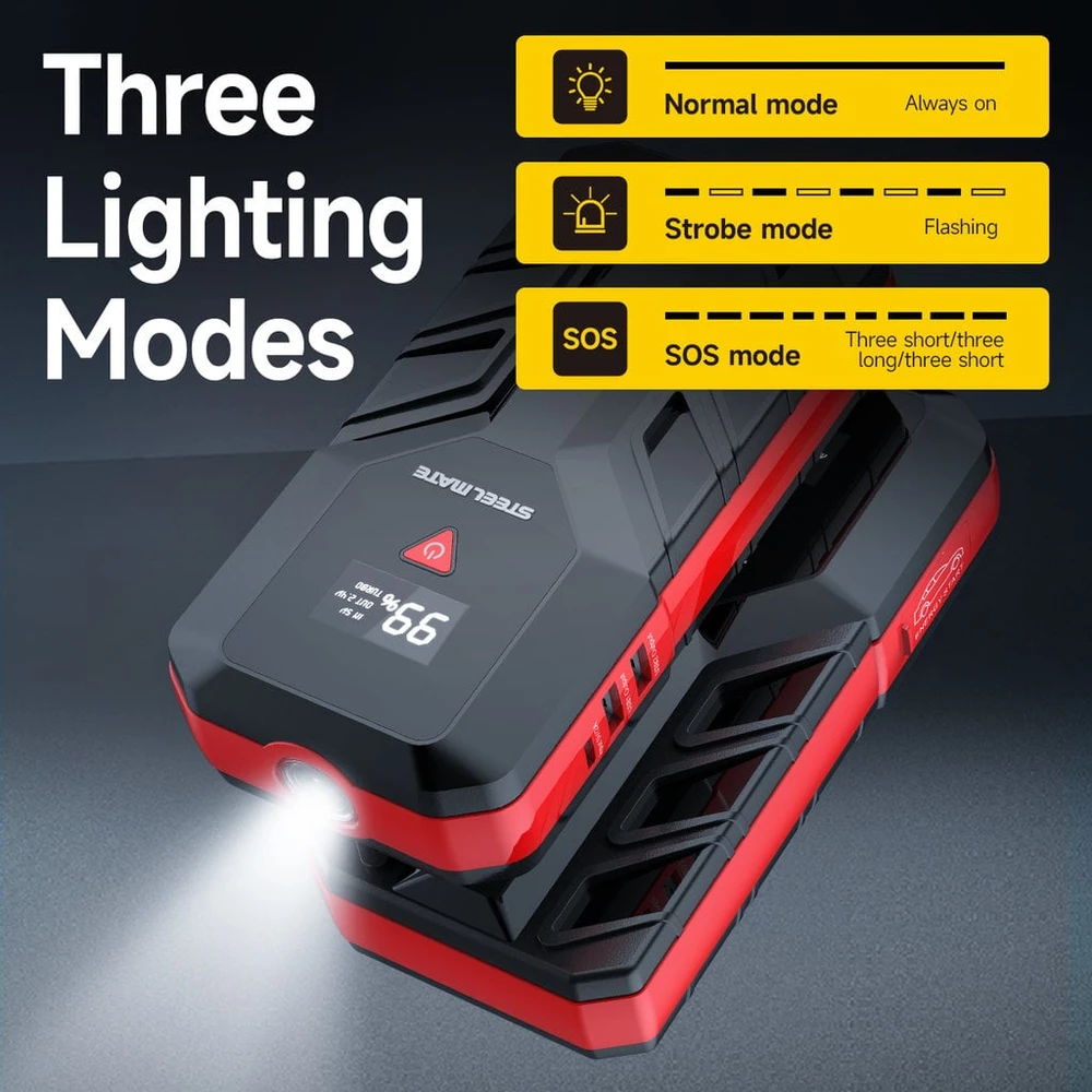 Steelmate JS12 Jump starter sada pro nouzové startování 12.000 mAh