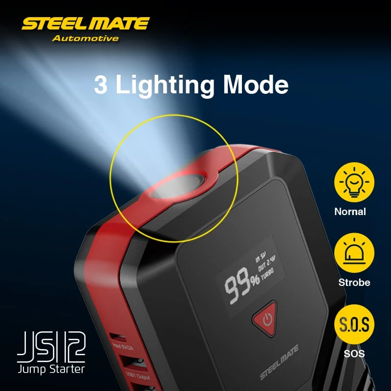 Steelmate JS12 Jump starter sada pro nouzové startování 12.000 mAh