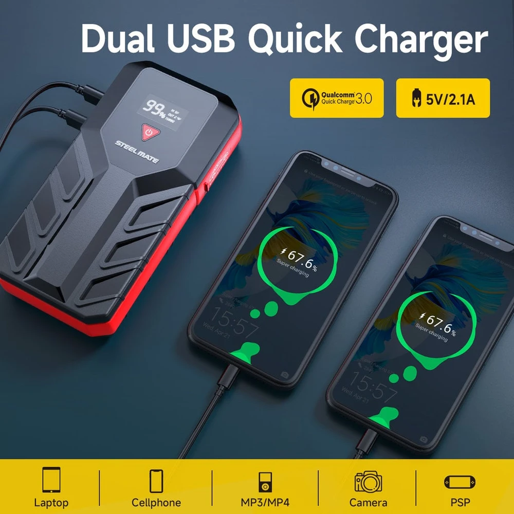 Steelmate JS12 Jump starter sada pro nouzové startování 12.000 mAh