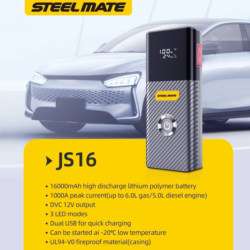 Steelmate JS16 Jumpstarter sada pro nouzové startování 16.000 mAh