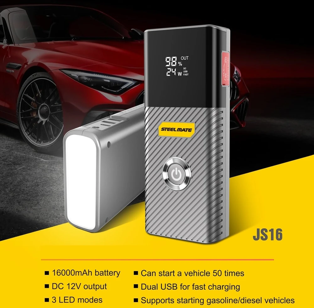 Steelmate JS16 Jumpstarter sada pro nouzové startování 16.000 mAh