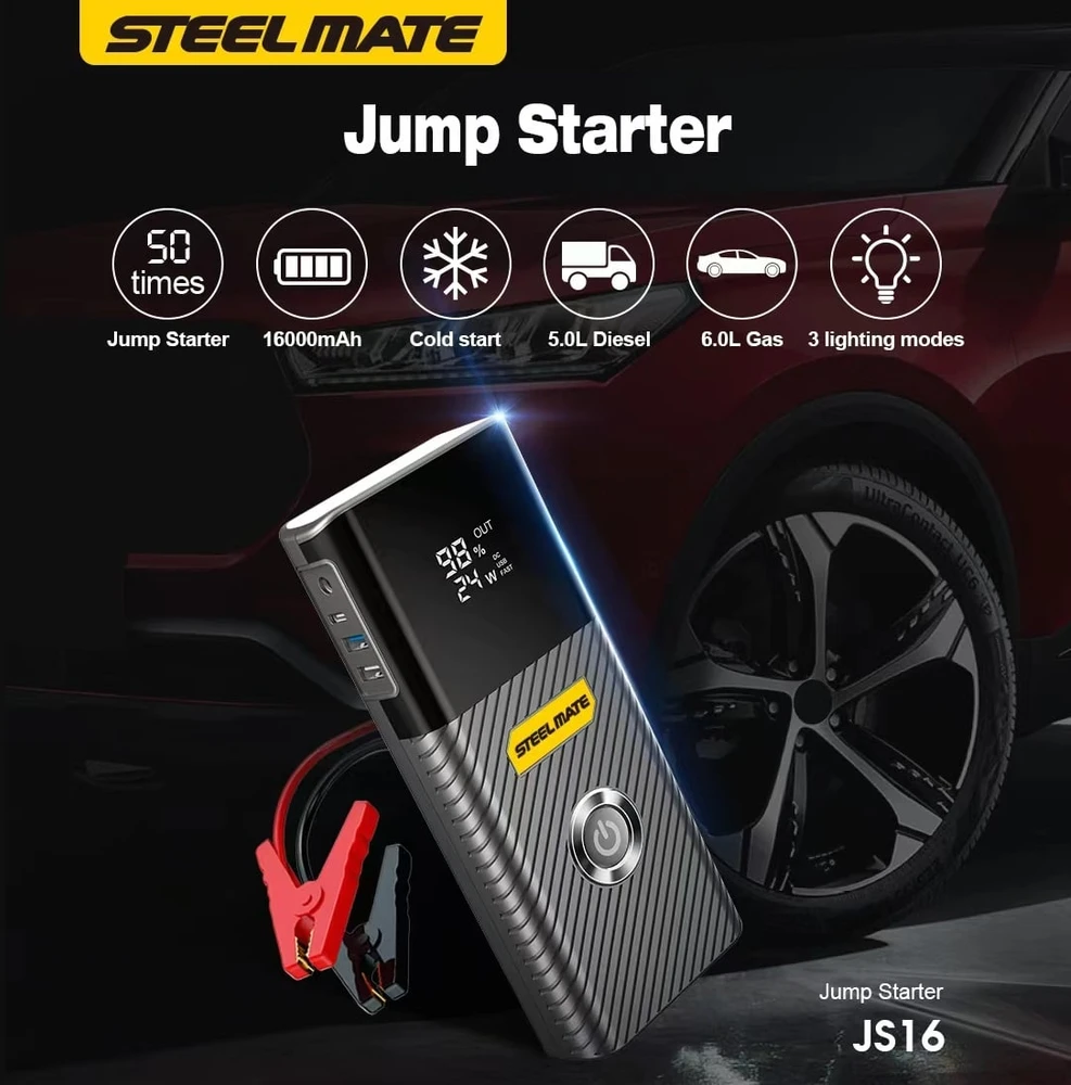 Steelmate JS16 Jumpstarter sada pro nouzové startování 16.000 mAh