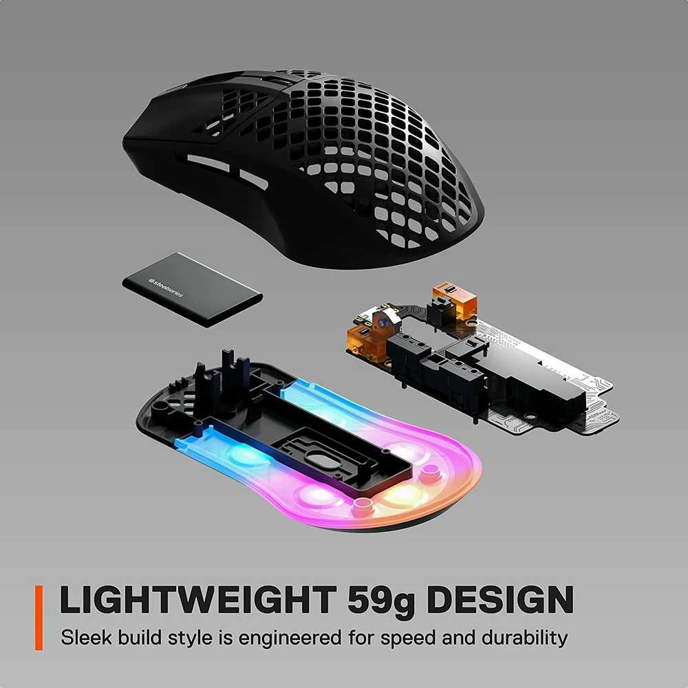 Žaidimų pelė SteelSeries Aerox 3 Onyx , Juodos spalvos