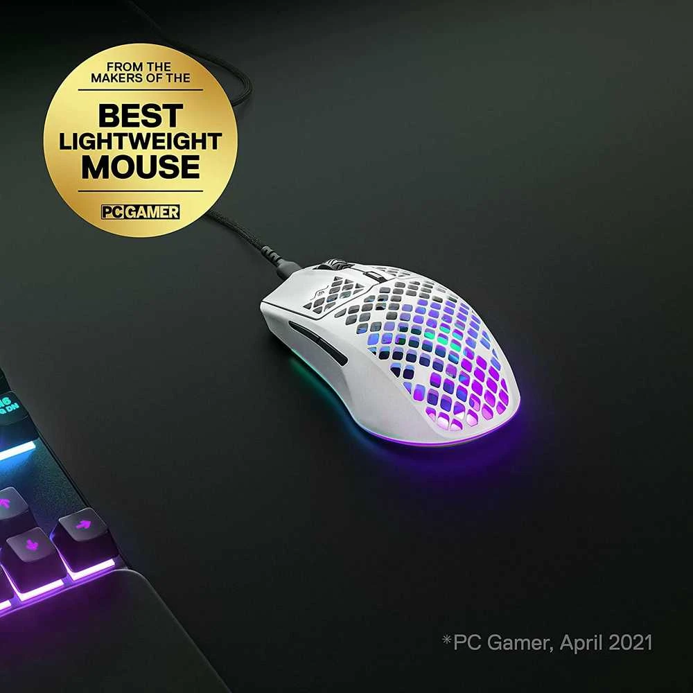 Žaidimų pelė SteelSeries Aerox 3 Snow 2022, Baltos spalvos