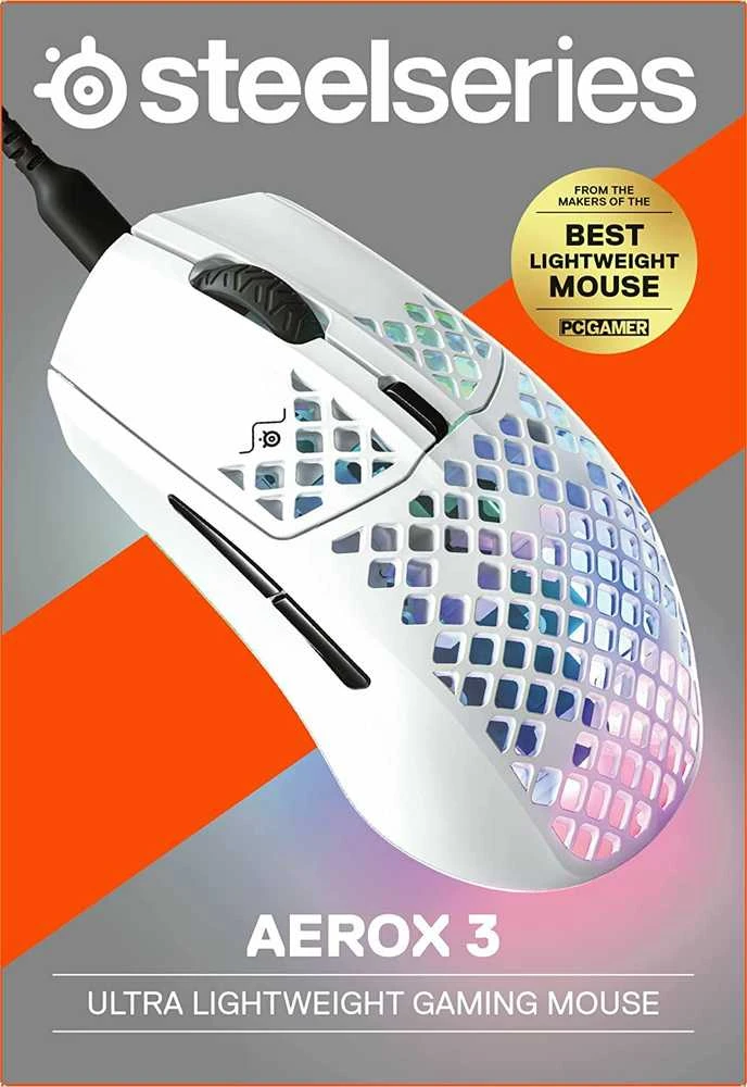 Žaidimų pelė SteelSeries Aerox 3 Snow 2022, Baltos spalvos