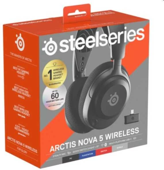 Belaidės žaidimų ausinės SteelSeries Arctis Nova 5, Juodos spalvos