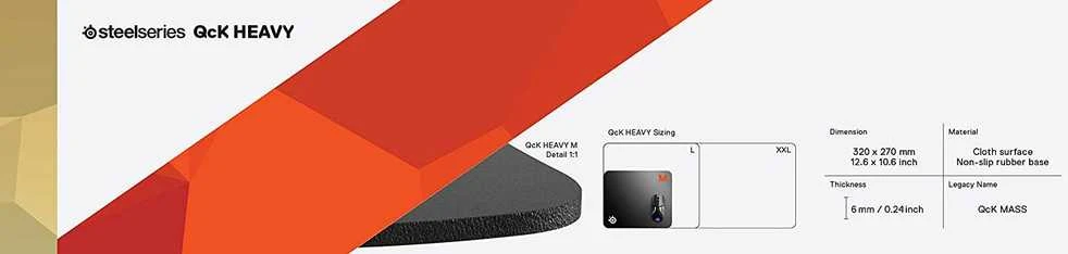 Medžiaginis pelės kilimėlis SteelSeries QcK Heavy Medium 2020 Edition, Juodos spalvos