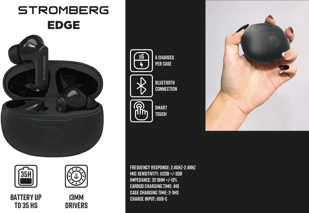 Stromberg EDGE Belaidės bluetooth ausinės