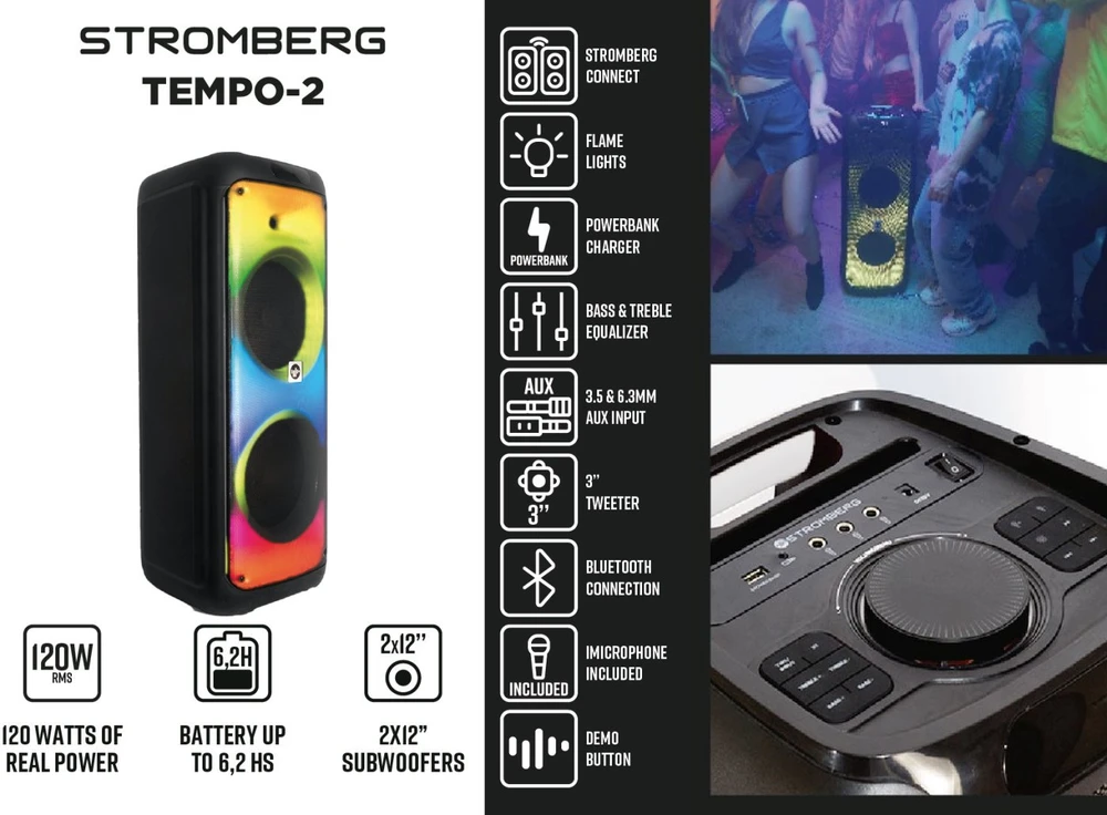 Nezatříděno „Stromberg Tempo 2“ „Bluetooth“ garsiakalbis su mikrofonu