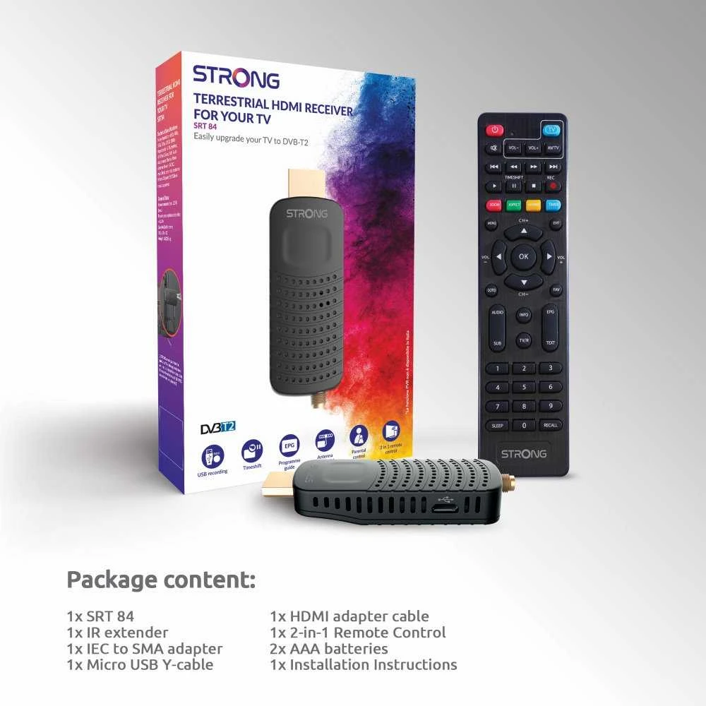 Imtuvas TV Strong SRT84 imtuvas mobilus televizorius DVB-T2 HDMI Dongle