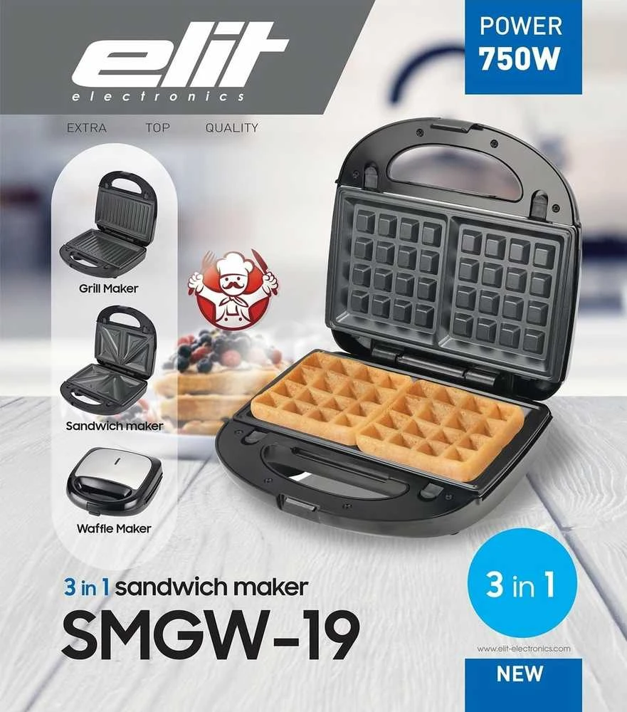 Sumuštinių keptuvas Sumuštinių keptuvė Elit 3in1 SMGW-19
