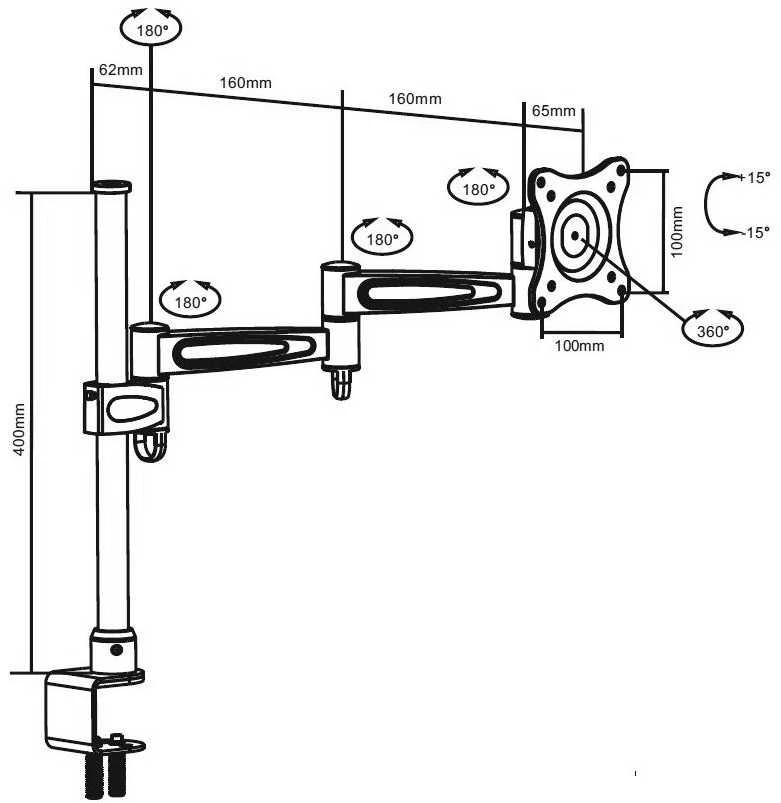 Laikiklis Sunne | Desk Mount | Turn, Tilt | Juodas/Sidabrinis