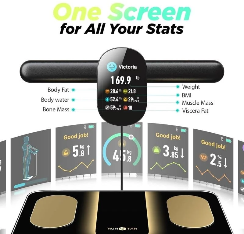 „RunStar 8E SmartScan Pro“ kūno riebalų svarstyklės, juodos (FG2305)