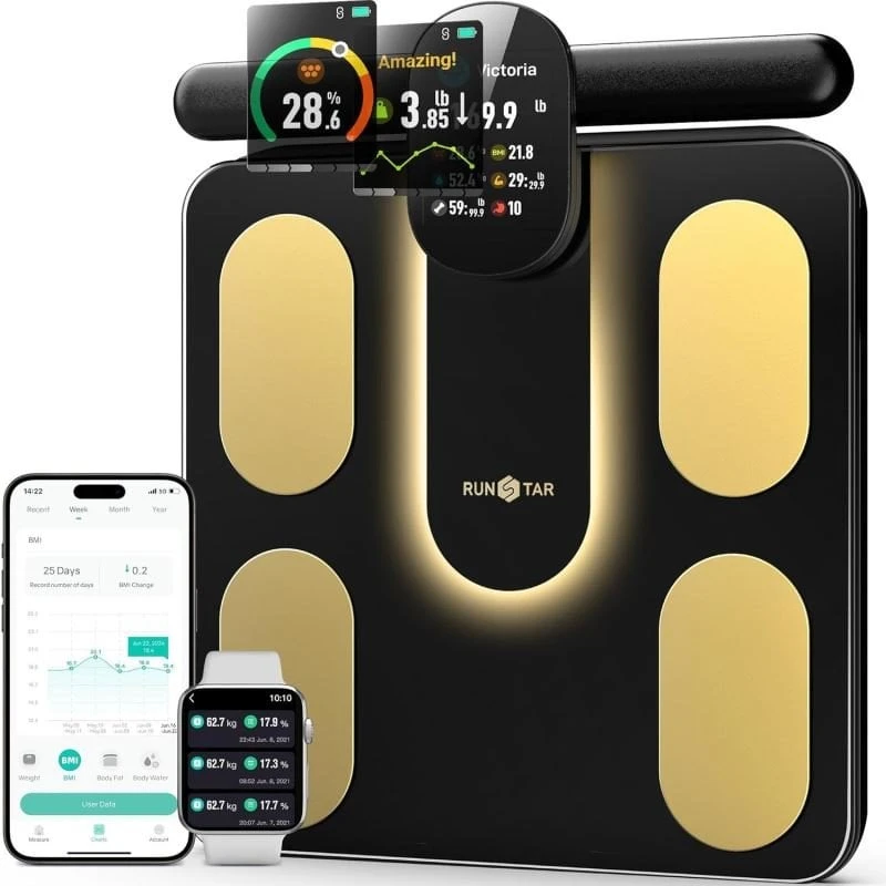 „RunStar 8E SmartScan Pro“ kūno riebalų svarstyklės, juodos (FG2305)