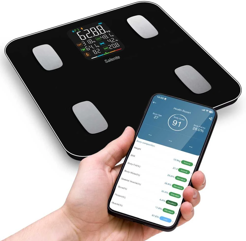 Vonios svarstyklės Evolveo Salente MaxFit inteligentna osobista waga diagnostyczna fitness Bluetooth juoda