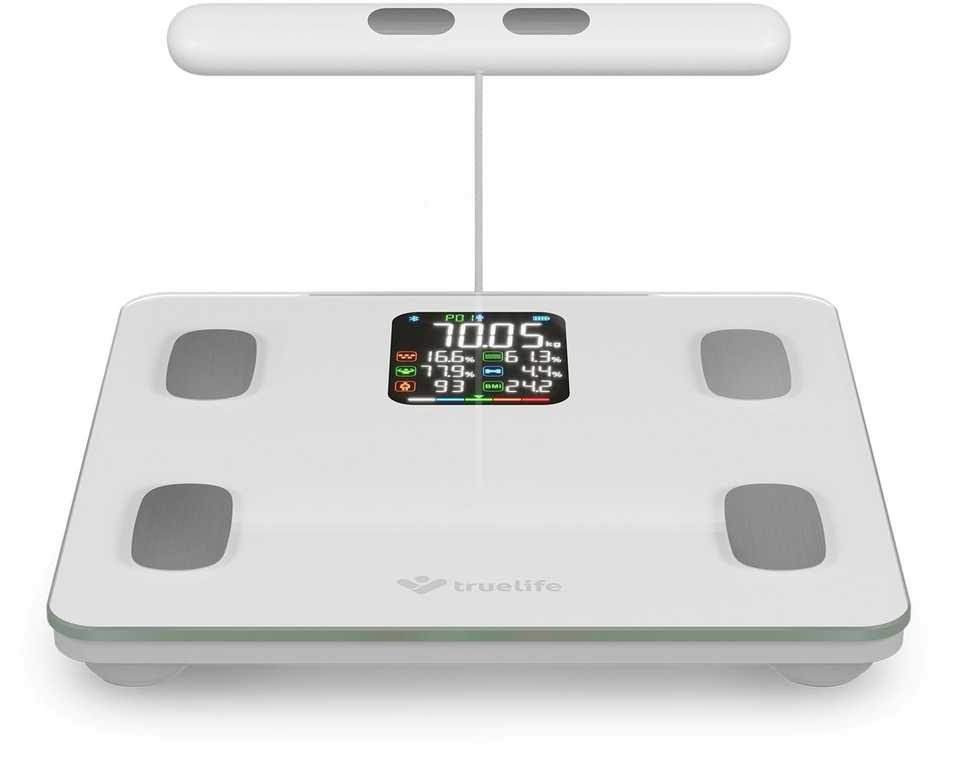 „TrueLife FitScale W8 BT Baltas“ – asmeninės diagnostinės „Bluetooth“ svarstyklės